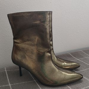 Zara Boots Gold Metallic Stiletto Heel
